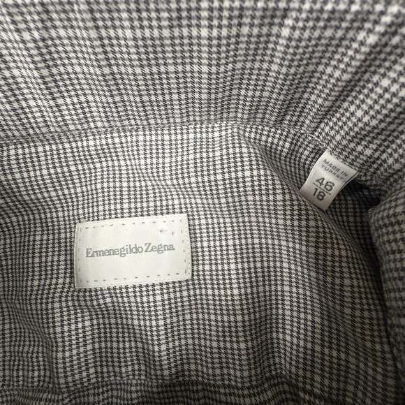 Ermenegildo Zegna Men's 2XL Dress Shirt Gingham Gray Regular Fit LS SEE DESCRIPT - Picture 3 of 16